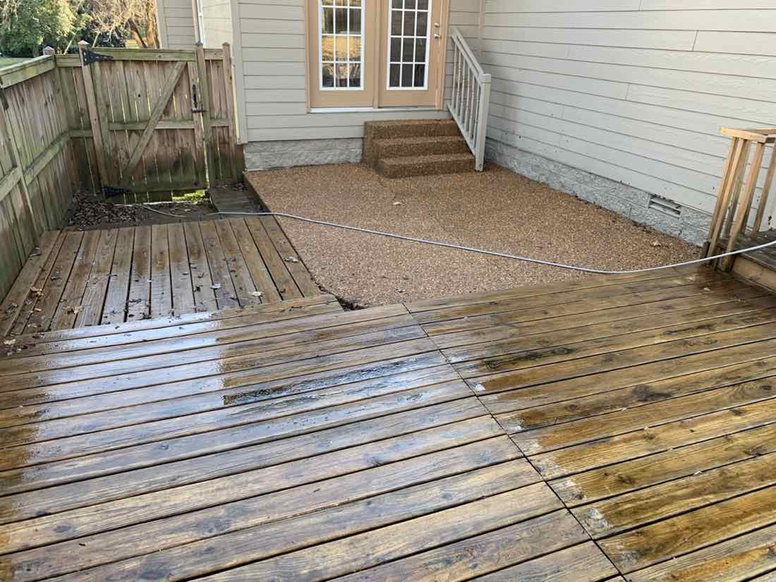 Deck halfway through cleaning